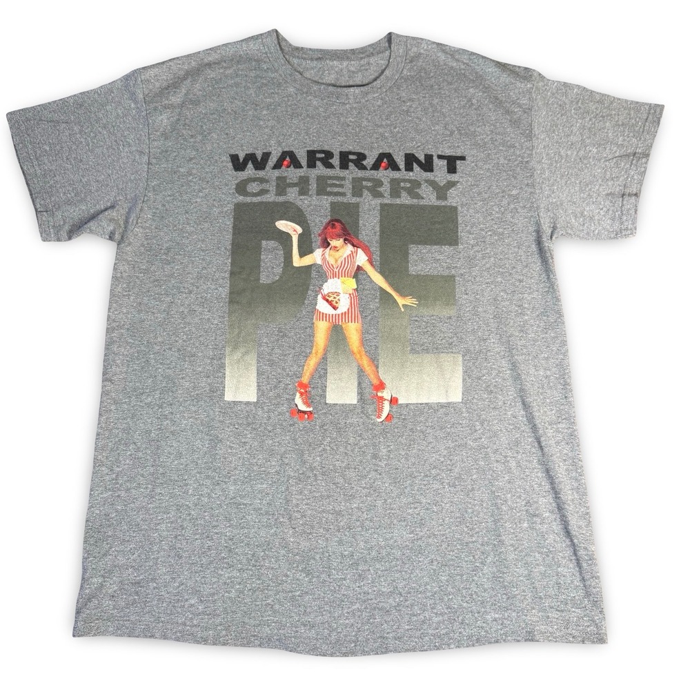 Warrant Band T Shirt Mens Medium M Heather Gray Cherry Pie Waiter Album Cover
